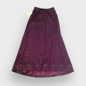 Women's Ann Taylor Plum Purple Silk Bejeweled Full Maxi Skirt NWT 100% Silk